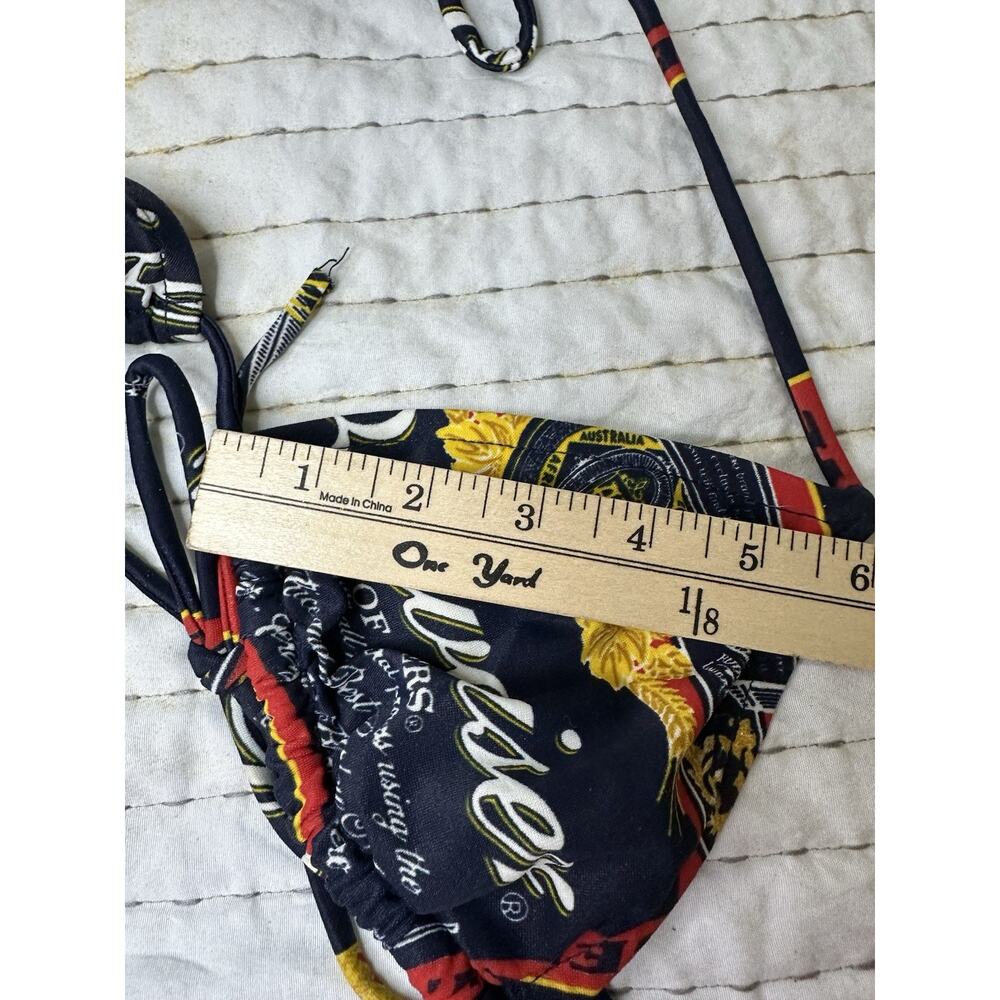Vintage Budweiser Triangle String Bikini Top Only King Of Beer Bud Navy Swim - Picture 7 of 13